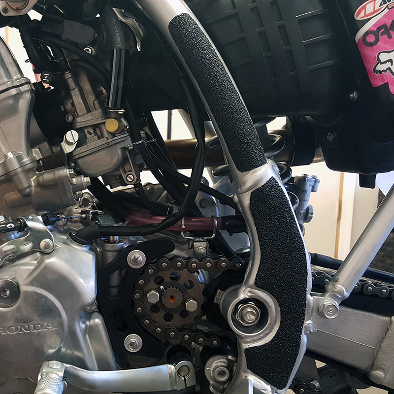 crf150r frame grip tape left side close up view by zilla griptape