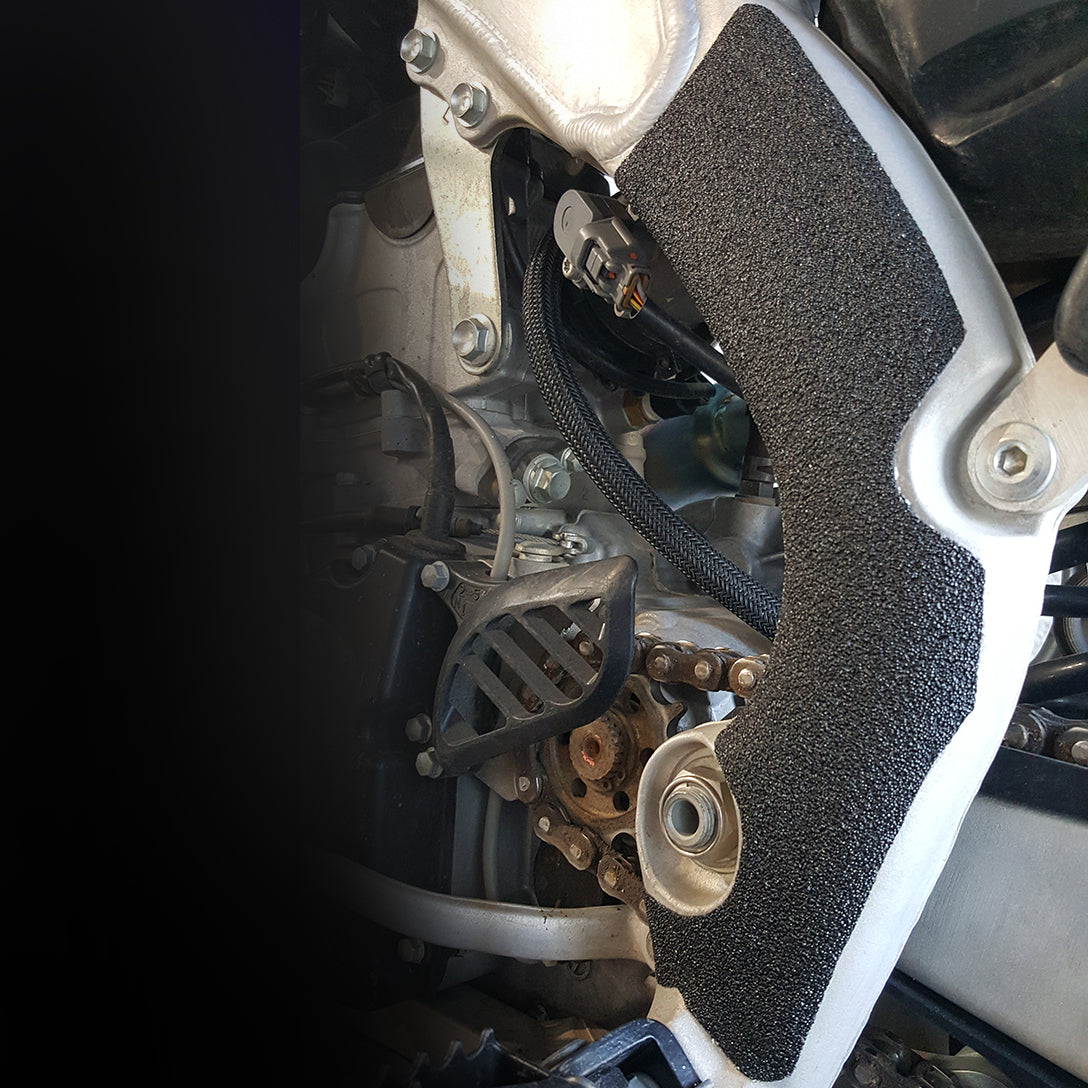 kx250f frame grip tape left side close up view by zilla griptape